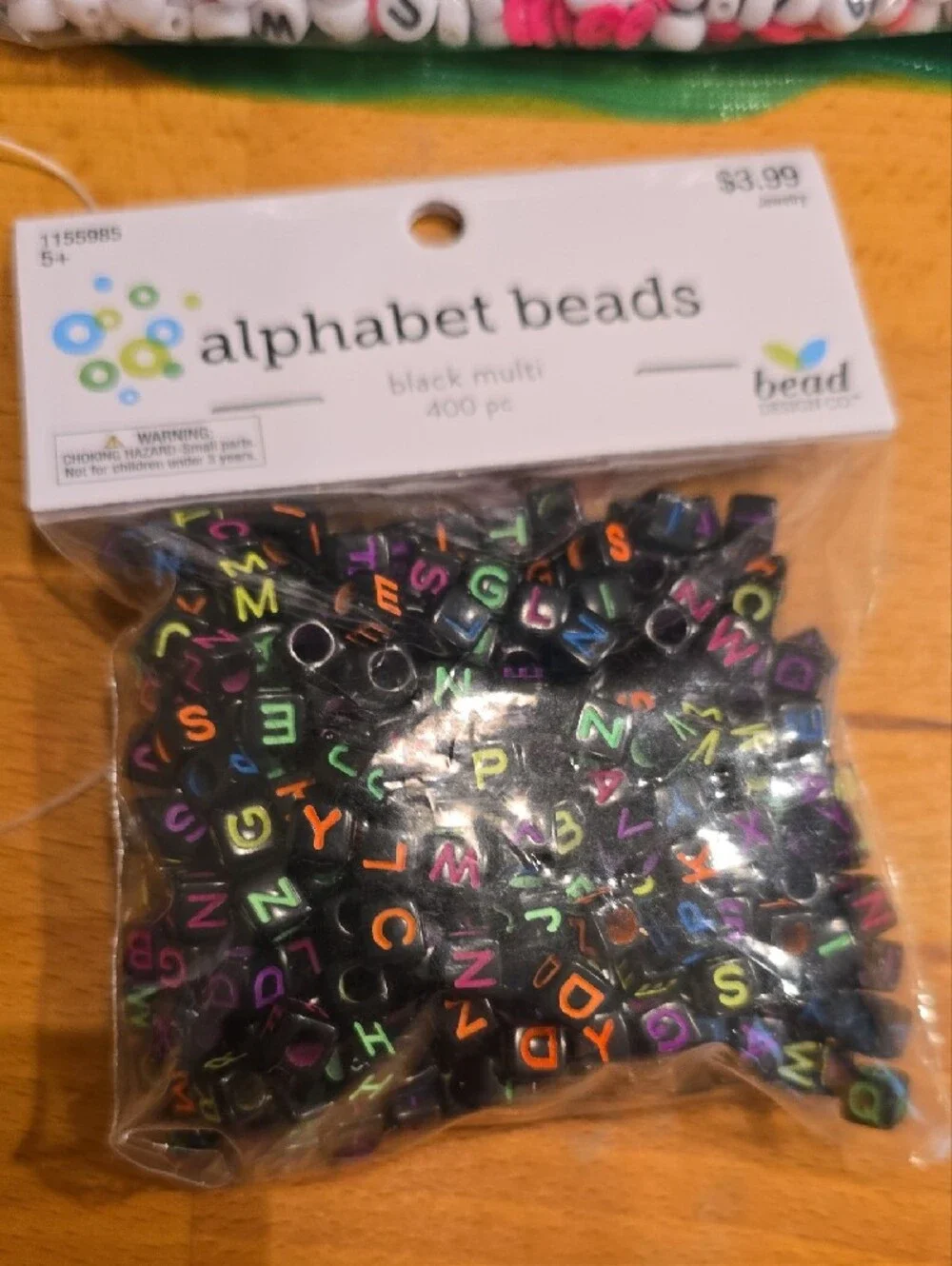 Alphabet Beads & Craft String Set - Pink, White, Black